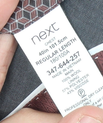 Next Men's Grey Regular Fit Wool Suit Jacket