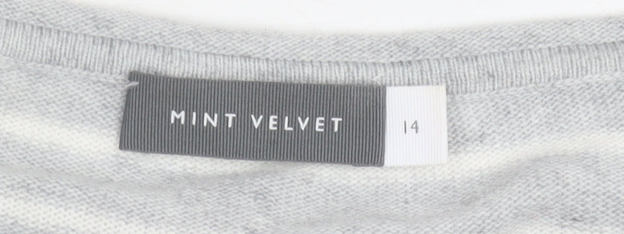Mint Velvet Women's Grey Striped Pullover Jumper 14