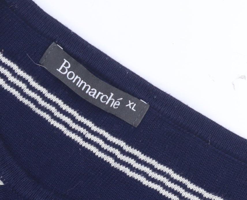 Bonmarché Women's Blue Striped Knit Dress XL