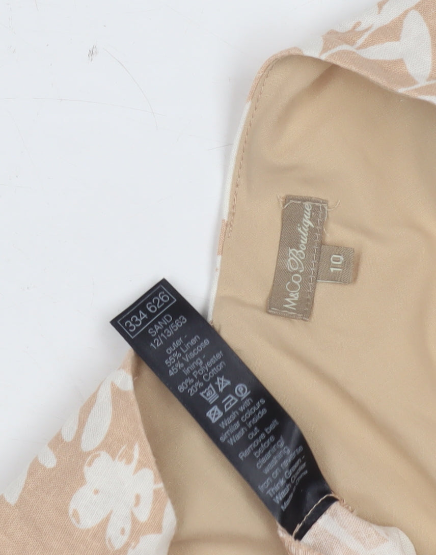 M&Co Women's Beige Floral Midi Dress, Size 10