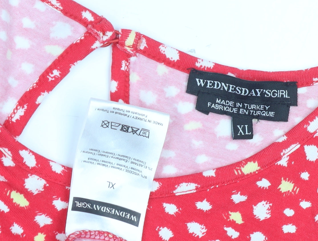 Wednesday's Girl Red Polka Dot Midi Dress XL