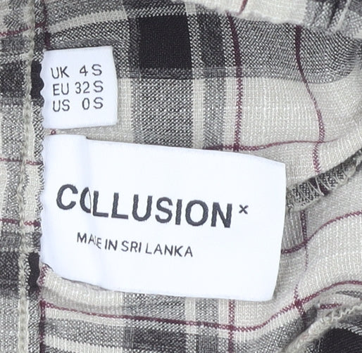 Collusion Womens Plaid Multicoloured Wide-Leg Trousers