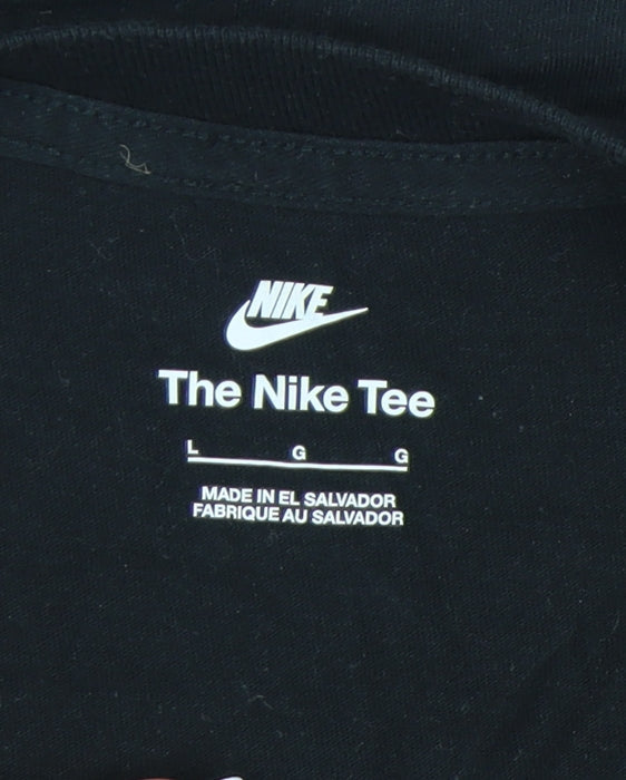 Nike Girls Black Graphic Print Cotton T-Shirt L