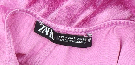 Zara Women Pink Mock Neck Sleeveless Dress