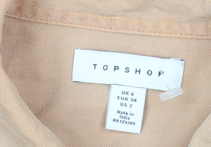 Topshop Women's Beige Button-Up Shirt Size 6