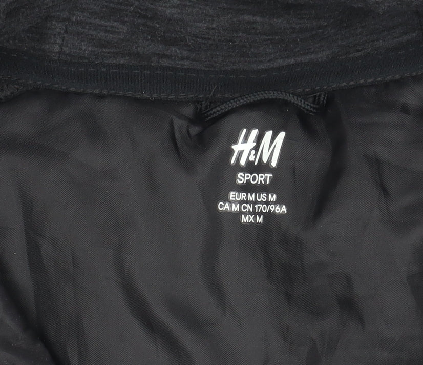 H&M Women's Black Puffer Jacket, Size 12, Hooded