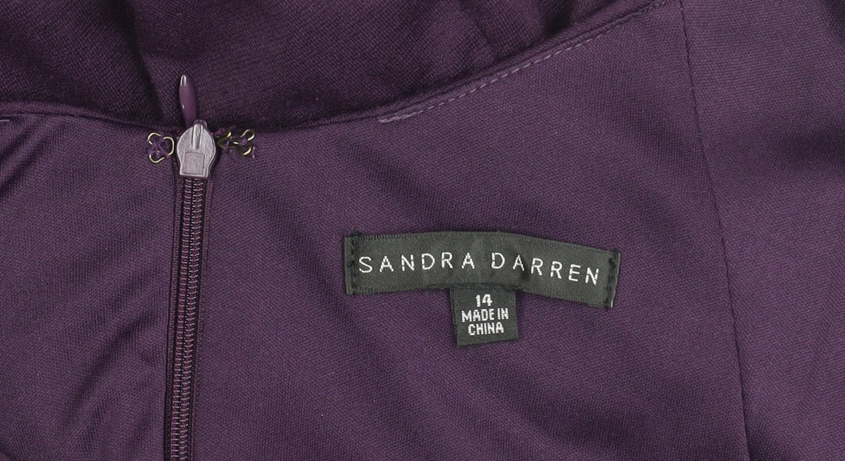 Sandra Darren Women's Purple Sleeveless Dress Size 14
