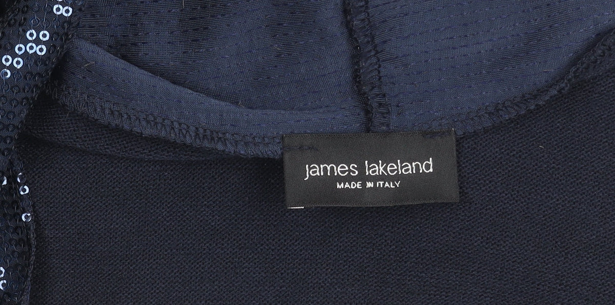James Lakeland Blue Sequin Cardigan Women Size 10