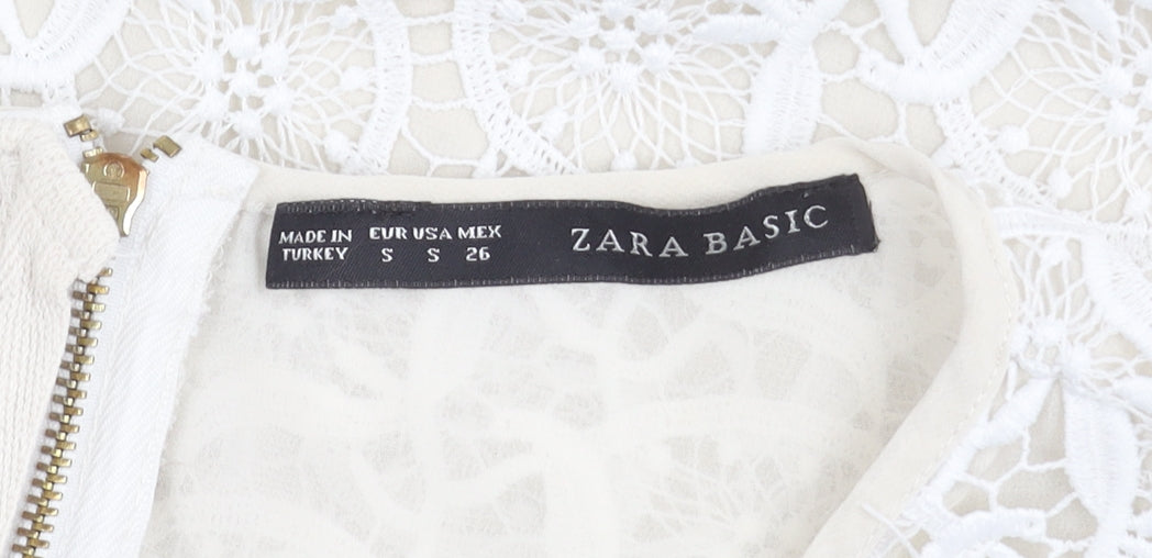 Zara Basic Women’s Ivory Crochet Blouse, Size S, Summer Elegance