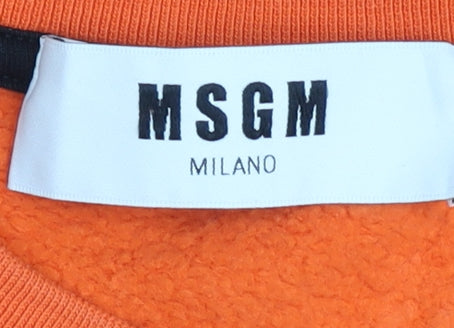 MSGM Men's Orange Graphic Sweatshirt L
