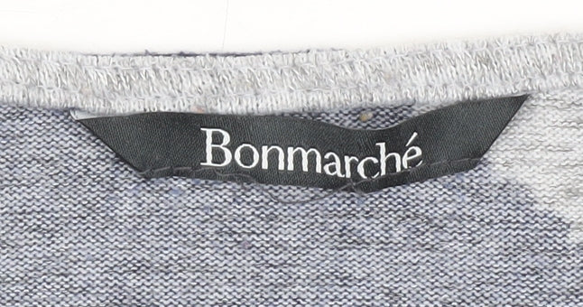 Bonmarché Women's Blue Geometric Full Zip Jumper L