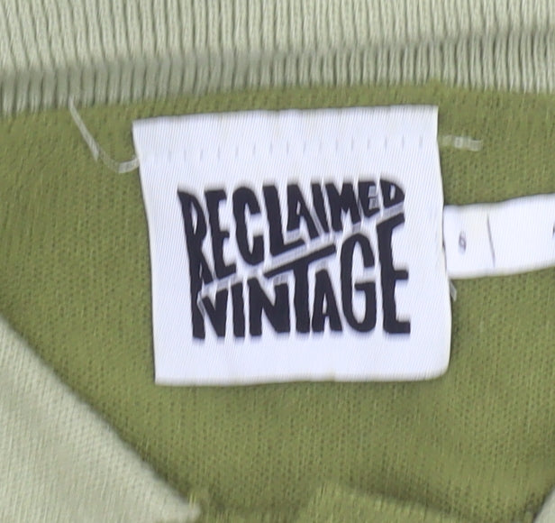 Reclaimed Vintage Women's Green Collared Jumper S