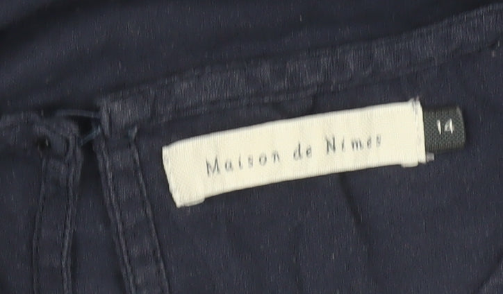 Maison de Nimes Women's Blue Embroidered Blouse Size 14