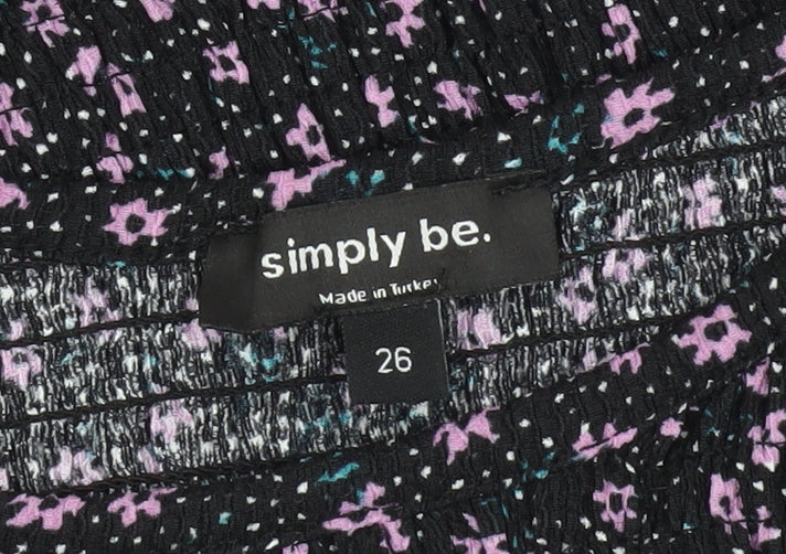 Simply Be Women's Black Floral Long Sleeve Plus Top