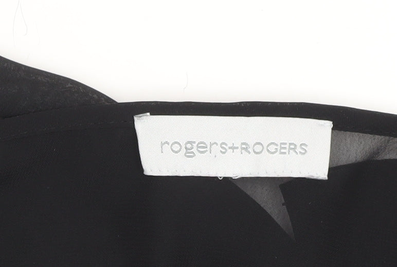 rogers+ROGERS Women's Plus Black 3/4 Sleeve Blouse