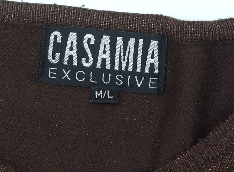 Casamia Women's Brown M Cardigan, Embroidered