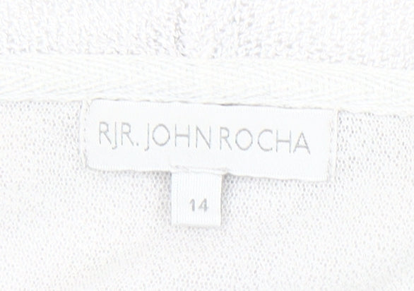 RJR John Rocha Women's White Open Front Cardigan Size 14