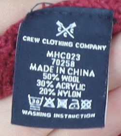 Brand and care label for Crew Clothing Red jumper L Geometric