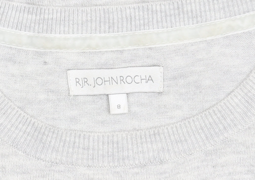 RJR.John Rocha Women's Grey Floral Pullover Jumper Size 8