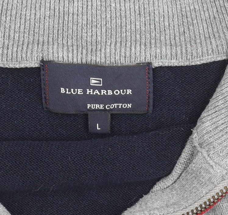 Blue Harbour Men's Black Grey Full Zip Sweatshirt L