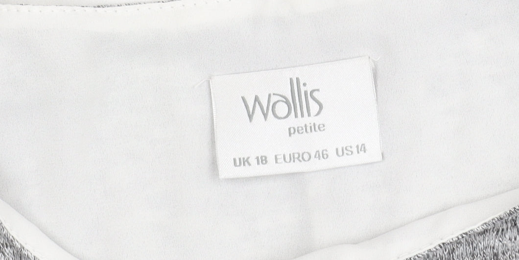 Wallis Grey Layered Bow Top for Women, Size 18