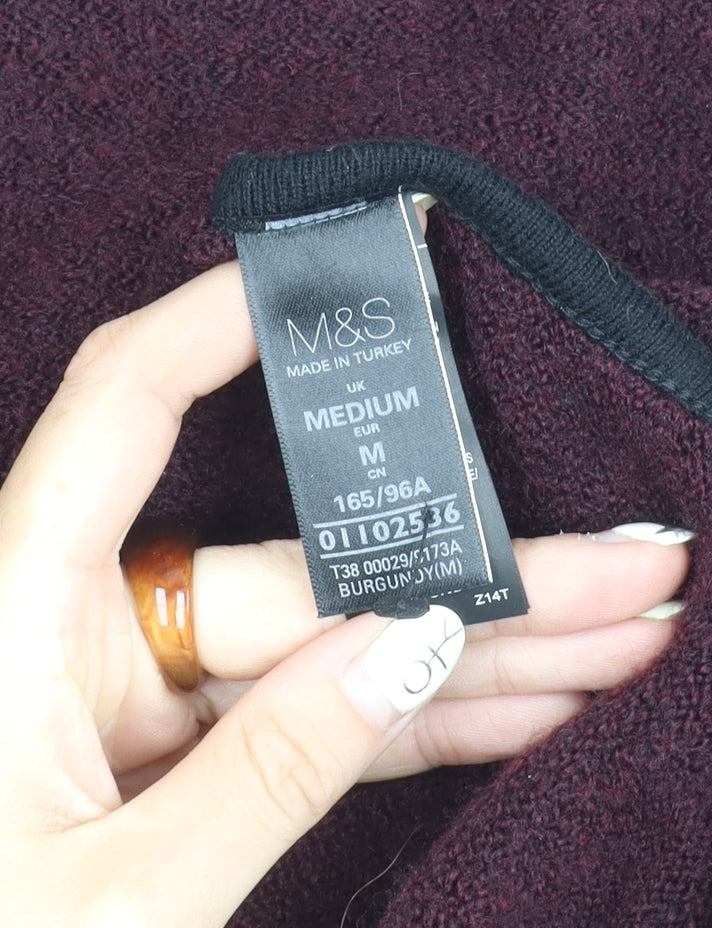Marks & Spencer Women's Purple Open Front Cape Hooded Jumper M