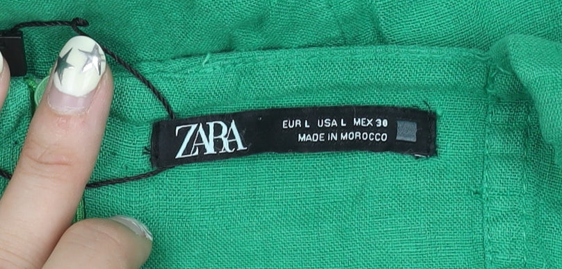 Zara Women's Green Sleeveless Slip Dress Size 12