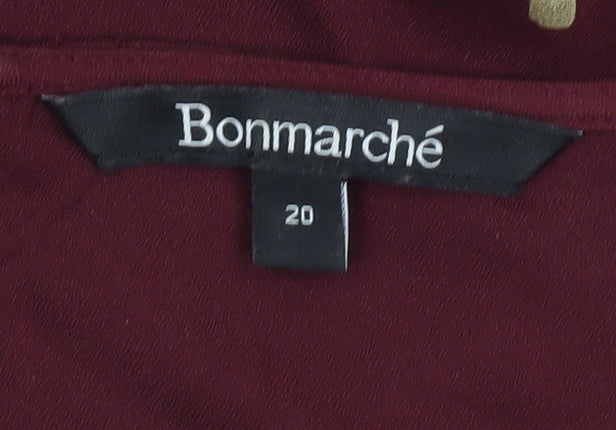 Bonmarché Women's Red Dress, Size 20, Short Sleeve, Elegant
