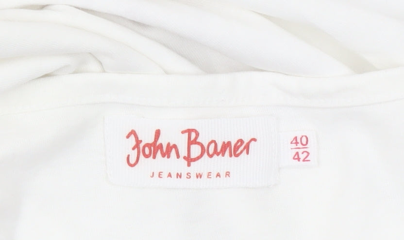 John Baner Women's White T-Shirt - Size 12, Casual Style