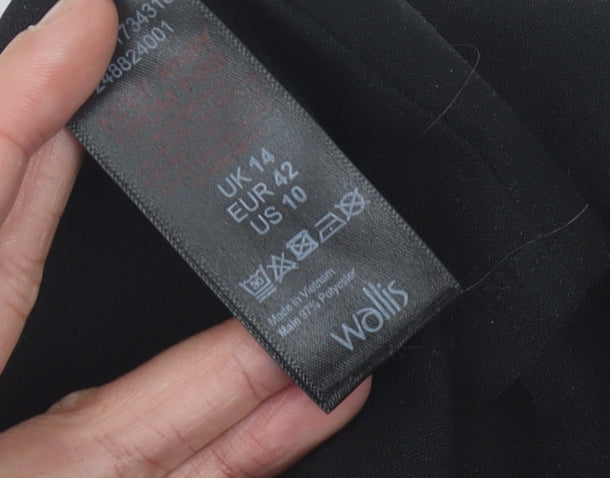 Wallis Women Black Geometric Pencil Skirt Size 14