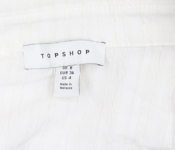 Topshop Women's White Long Sleeve Shirt Size 8