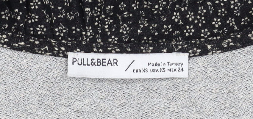 Pull&Bear Women’s Black XS Floral V-Neck Dress