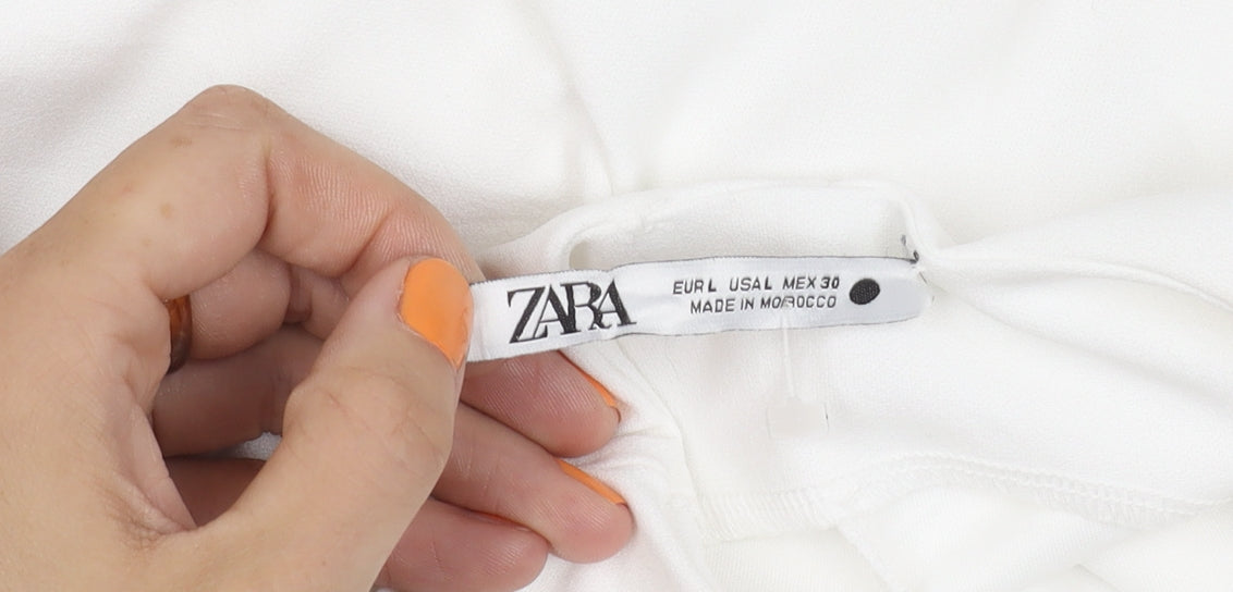 ZARA Women's Ivory Midi Sheath Dress, L, Party/Cocktail