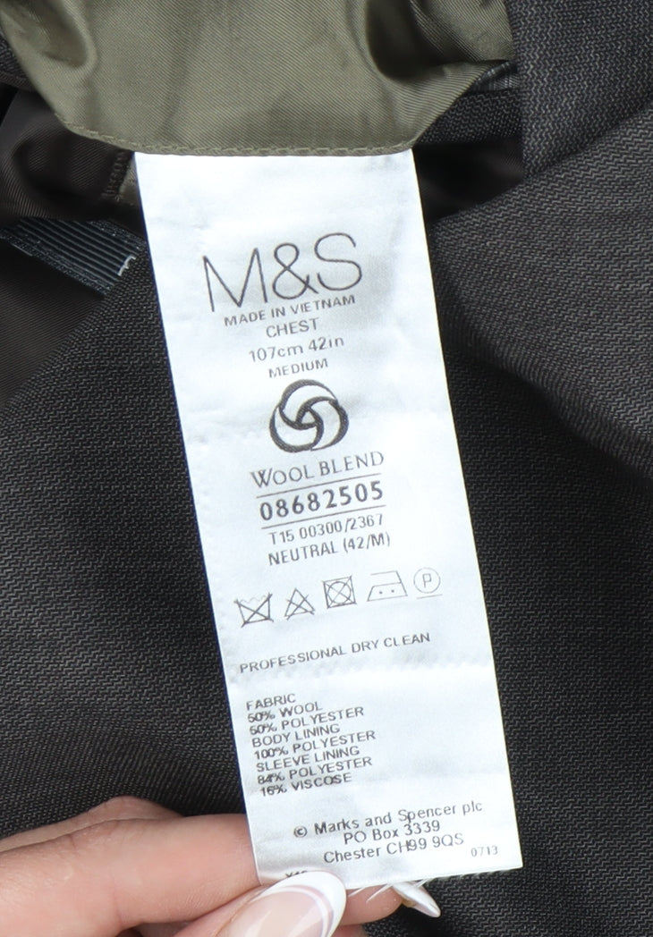 Marks & Spencer Men's Grey Blazer Jacket 42 Regular Fit