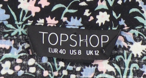 Topshop Women's Floral Collared Blouse - UK 12