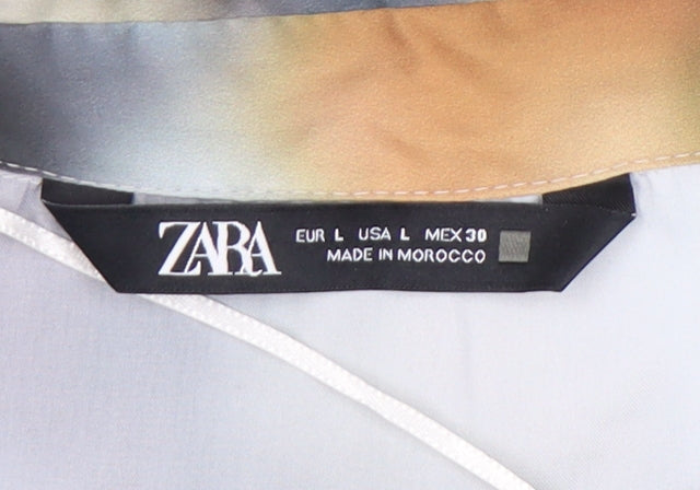 Zara Women's Multicoloured Button-Up Shirt, Size 14