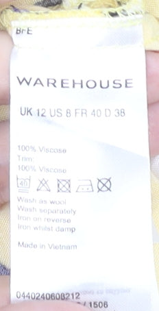 Warehouse Women's Yellow Floral Sleeveless Blouse UK 12