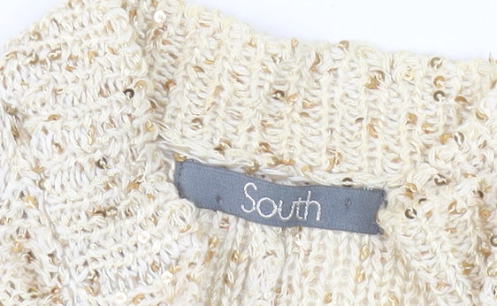 South Women's Beige Sequin Cardigan, Size 16