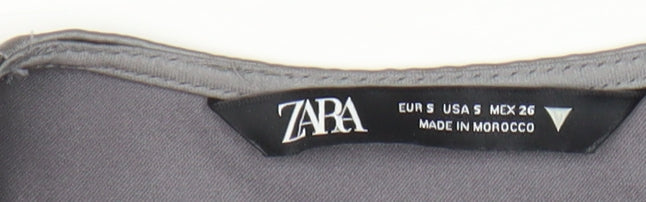 Zara Women's Grey V-Neck Wrap Dress Size 8