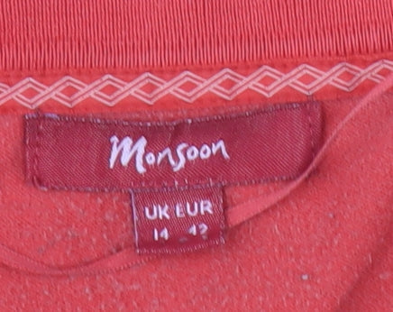 Monsoon Women's Red Cardigan, Size 14, Long Sleeve