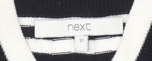 Next Women's Black Striped Pullover Size 12 Crew Neck