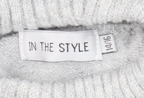 In The Style Women's Grey Knit Jumper Dress 14-16
