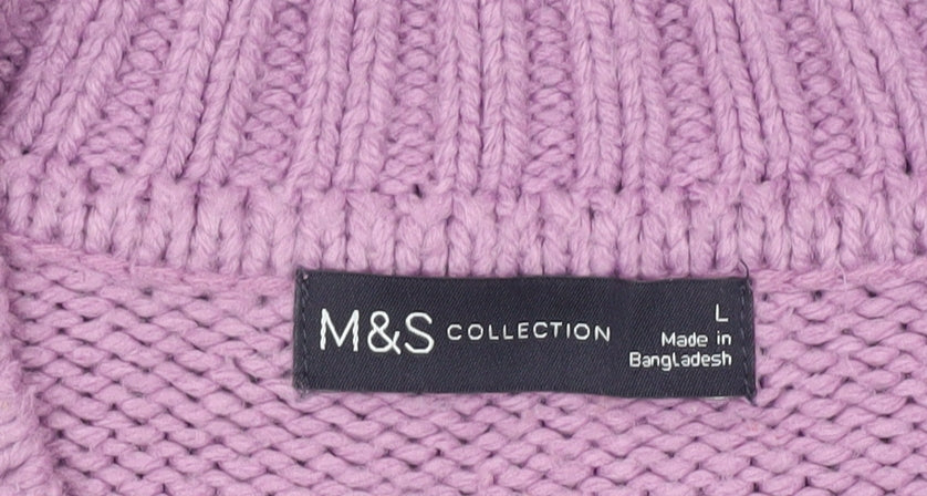 Marks & Spencer Women's Purple Cable-Knit Pullover L