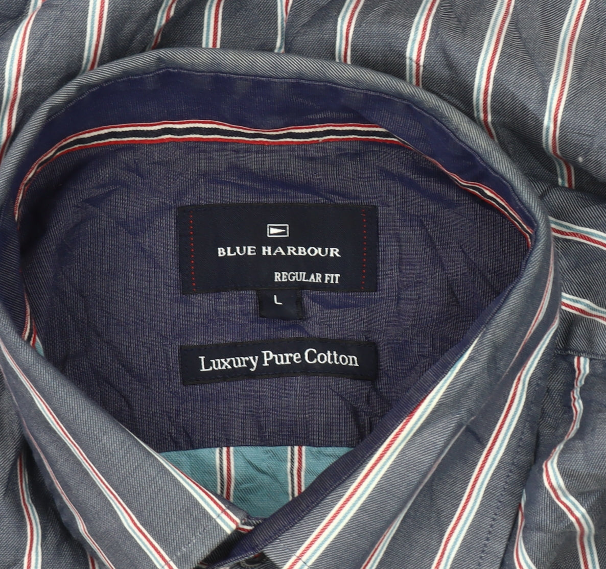 Blue Harbour Men's Large Blue Striped Shirt