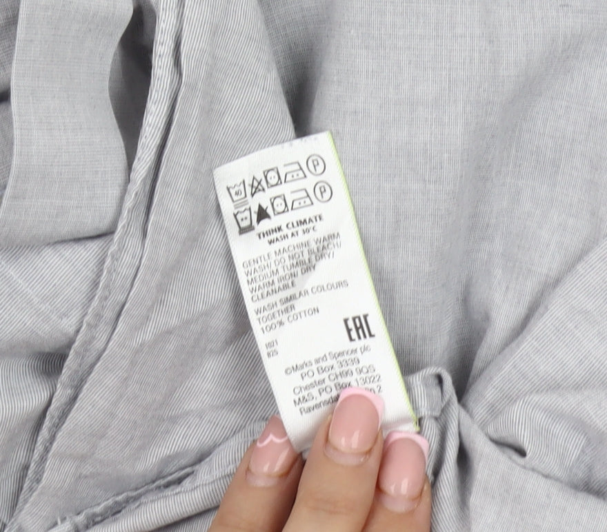 Marks & Spencer Men's Grey Long Sleeve Button-Up Shirt