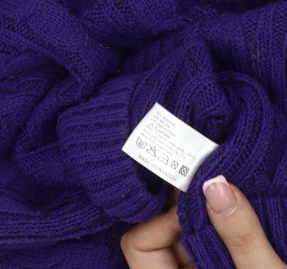 Chic Women's Purple M Jumper Cable-Knit Pullover
