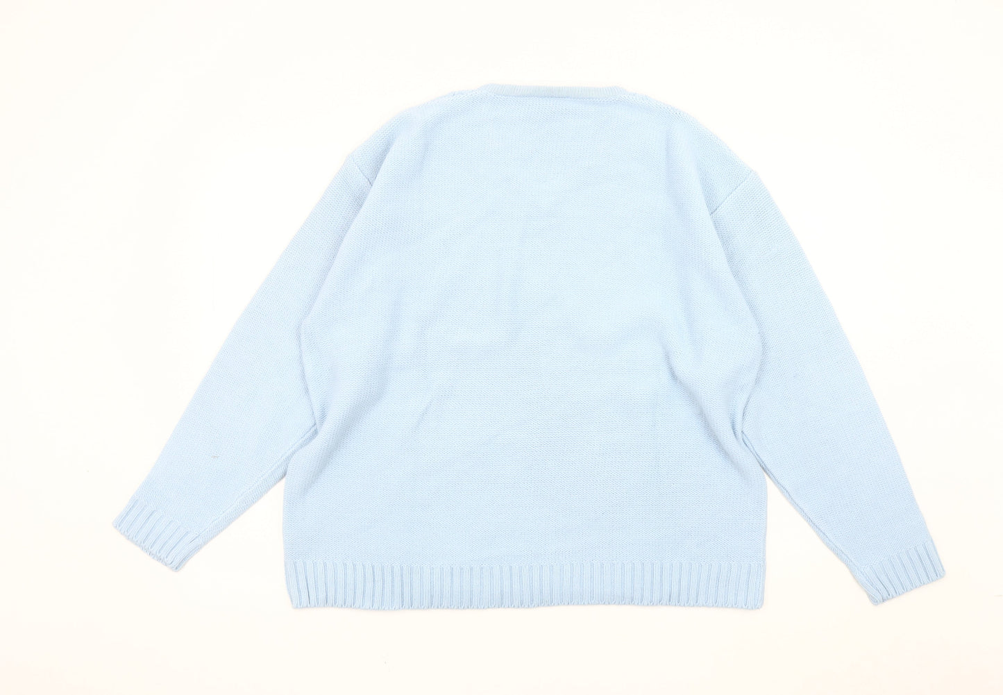 For Women Women's Blue Cable-Knit Pullover Jumper V-Neck