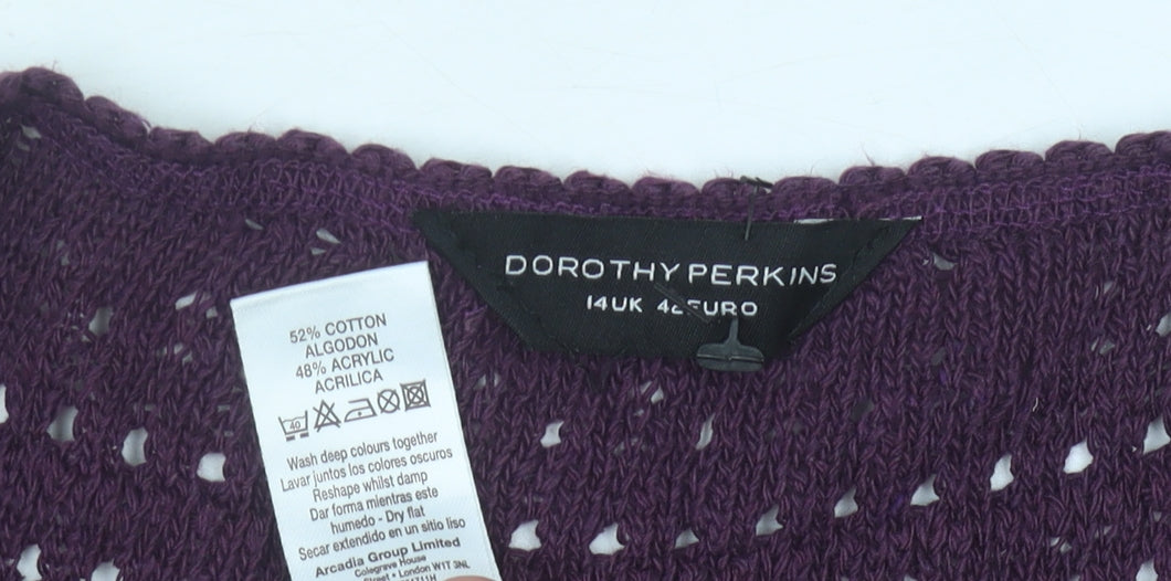 Dorothy Perkins Women's Purple Open Front Cardigan, Size 14