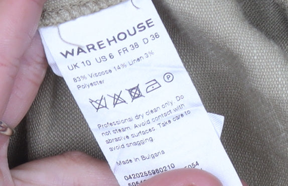 Warehouse Women's Beige Long Overcoat Size 10