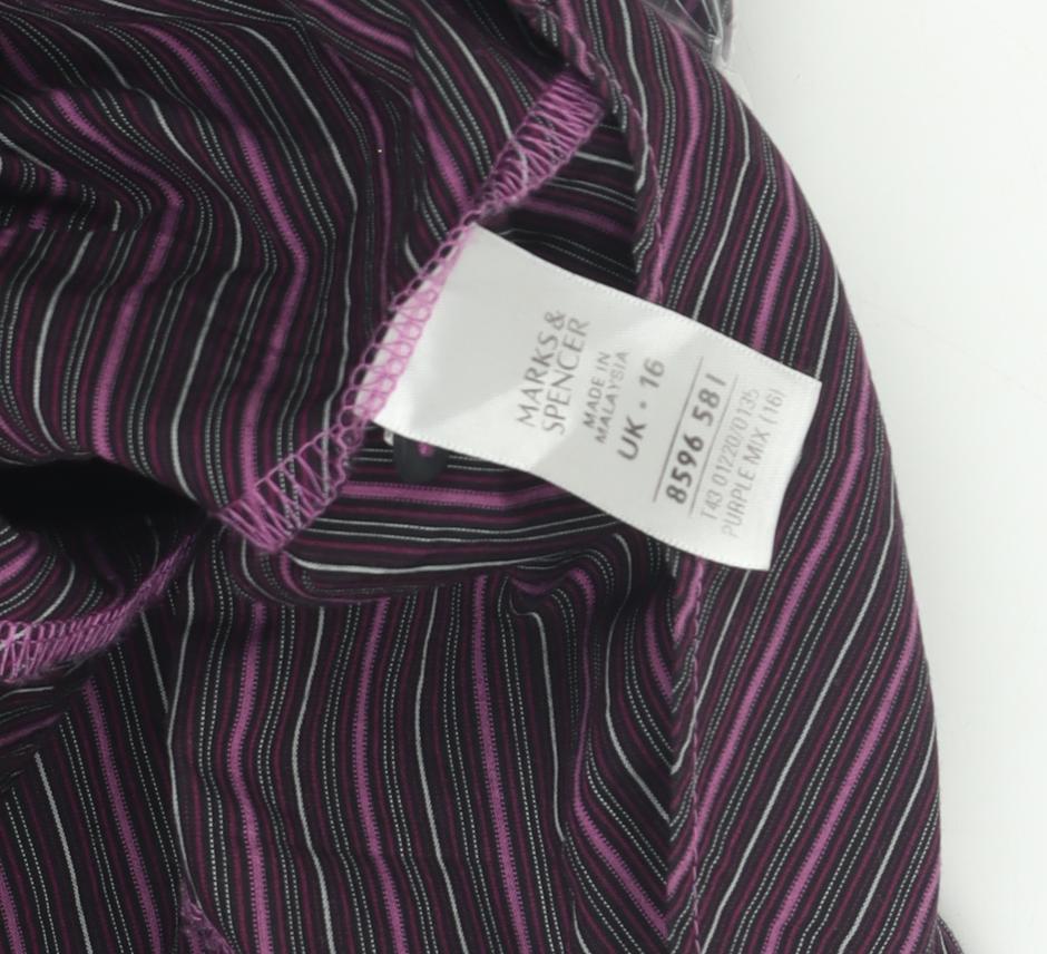 Marks & Spencer Women's Purple Striped Button-Up Shirt